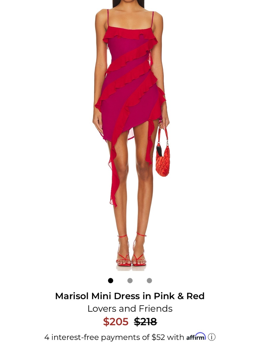 Lovers + Friends Marisol Ruffle Mini Dress in Pink & Red